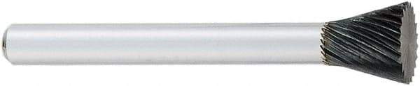 OSG - 19mm Cut Diam, 6mm Shank Diam, Inverted Cone Head Fluted Cut Burr - Carbide, Flat End, 16mm LOC, 50mm OAL - USA Tool & Supply