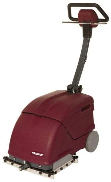 Minuteman - 14" Cleaning Width, Electric Floor Scrubber - 0.75 hp, 780 RPM, 45" Water Lift, 2.5 Gal Tank Capacity, Series P14 - USA Tool & Supply