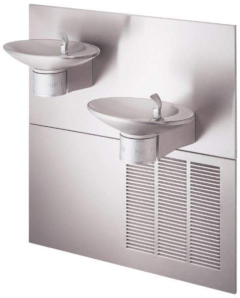 Halsey Taylor - 7.5 GPH Cooling Capacity Barrier Free Wall Mounted Water Cooler & Fountain - Bi-Level, 40 to 105 psi, 120 VAC Volts, 325 Watts, 4.5 Full Load Amperage, Stainless Steel - USA Tool & Supply