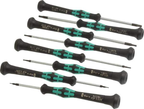 Wera - 8 Piece, 0.028 to 7/64" Hex Driver Set - Comes in Cardboard Box - USA Tool & Supply