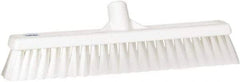 Vikan - 16" Fine Particle Synthetic Push Broom - 2" Bristle Length, Plastic Block, European Threaded Handle Connection - USA Tool & Supply