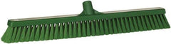 Vikan - 24" Fine Particle Synthetic Push Broom - 2" Bristle Length, Plastic Block, European Threaded Handle Connection - USA Tool & Supply