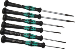 Wera - 6 Piece Slotted Screwdriver Set - Blade Sizes: Width Metric 1.5, 2, 2.5, 3, 3.5 & 4, Metric Length mm: 1.5mm x 40mm, 2mm x 40mm, 2.5mm x 50mm, 3mm x 50mm, 3.5mm x 80mm & 4mm x 80mm - USA Tool & Supply