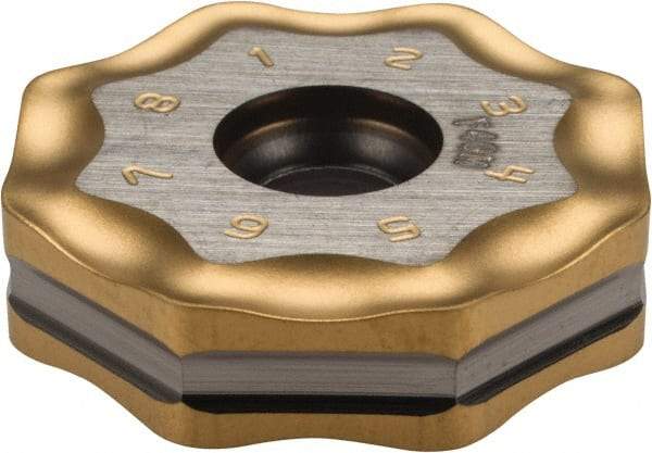 Seco - ONMU090520 M14 Grade F40M Carbide Milling Insert - TiAlN/TiN Finish, 0.219" Thick, 0.866" Inscribed Circle - USA Tool & Supply