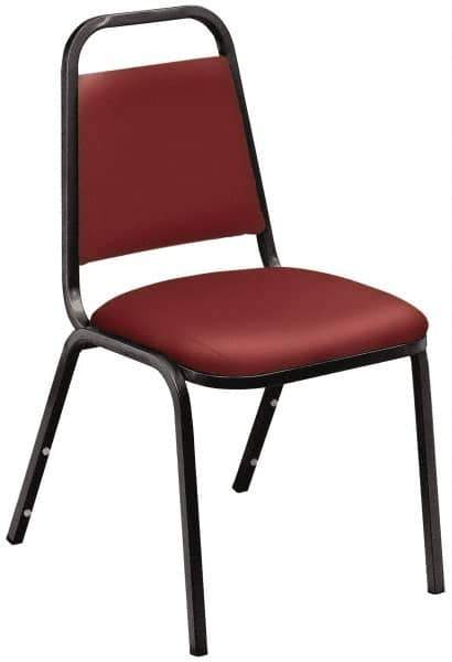 NPS - Vinyl Burgundy Stacking Chair - Black Frame, 17-1/4 Inch Wide x 20 Inch Deep x 33 Inch High - USA Tool & Supply