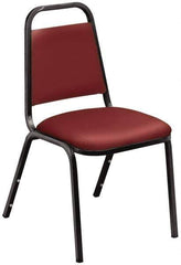 NPS - Vinyl Burgundy Stacking Chair - Black Frame, 17-1/4 Inch Wide x 20 Inch Deep x 33 Inch High - USA Tool & Supply