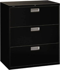Hon - 36" Wide x 40-7/8" High x 19-1/4" Deep, 3 Drawer Lateral File with Lock - Steel, Black - USA Tool & Supply