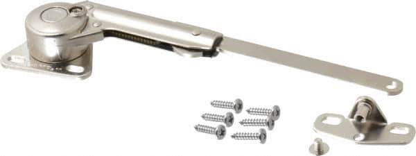 Sugatsune - 8-1/2" OAL x 7/8" Wide, 60 Lb/Inch Capacity, Adjustable Soft Down Stay - Left Side, 5mm Mounting Hole Diam, 100° Max Opening, Nickel Plated Steel & Zinc Alloy - USA Tool & Supply