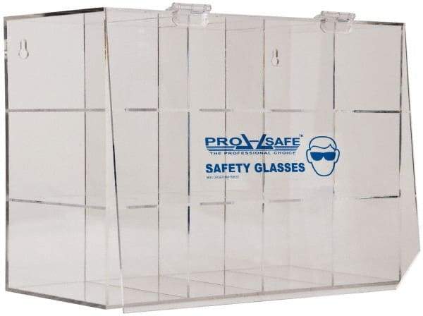 PRO-SAFE - 12 Pair Cabinet with Individual Compartments, Acrylic Safety Goggles Dispenser - 17 Inch Wide x 11-7/8 Inch High x 7-5/8 Inch Deep, Table and Wall Mount - USA Tool & Supply