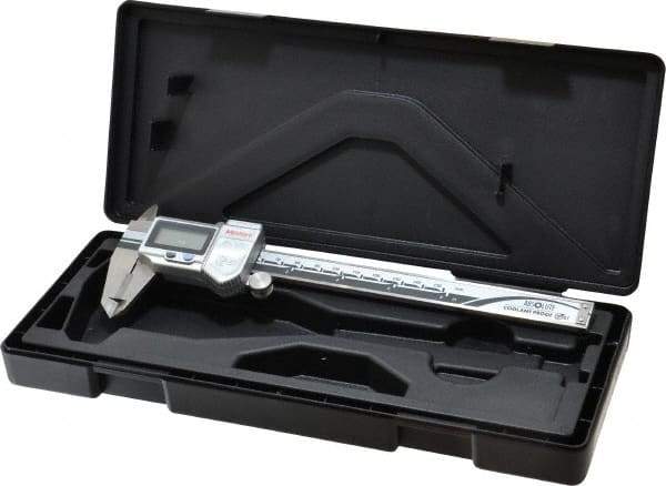 Mitutoyo - 0 to 150mm Range, 0.01mm Resolution, IP67 Electronic Caliper - 40mm Carbide-Tipped Jaws, 0.02mm Accuracy, SPC Output - USA Tool & Supply