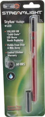 Streamlight - White LED Bulb, Mini Flashlight - Red Aluminum Body, 3 AAAA Alkaline Batteries Included - USA Tool & Supply