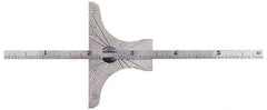 General - 0 to 6 Inch Rule Measurement Range, 30 to 60° Angle Measurement Range, Hardened Steel (Base); Stainless Steel (Rule) Depth and Angle Gage - 60° Angle Graduation, 2-1/2 Inch Long Base, 1/4 Inch Wide Rule, 1/64; 1/32 Inch Rule Graduation - USA Tool & Supply