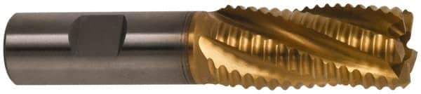 Hertel - 3/4" Diam, Coarse Pitch, 4" LOC, 4 Flute Cobalt Roughing Square End Mill - TiN Finish, 6-1/4" OAL, 3/4" Shank Diam, Single End, 30° Helix - USA Tool & Supply