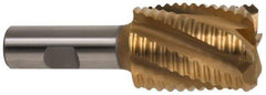 Hertel - 2" Diam, Coarse Pitch, 2" LOC, 8 Flute Cobalt Roughing Square End Mill - TiN Finish, 4-1/2" OAL, 3/4" Shank Diam, Single End, Centercutting, 30° Helix - USA Tool & Supply