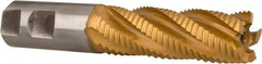Hertel - 1" Diam, Coarse Pitch, 3" LOC, 5 Flute Cobalt Roughing Square End Mill - TiN Finish, 5-1/2" OAL, 1" Shank Diam, Single End, 30° Helix - USA Tool & Supply
