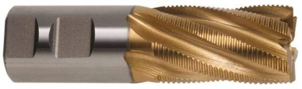 Hertel - 2" Diam, Fine Pitch, 4" LOC, 8 Flute Cobalt Roughing Square End Mill - TiN Finish, 7-3/4" OAL, 2" Shank Diam, Single End, 30° Helix - USA Tool & Supply