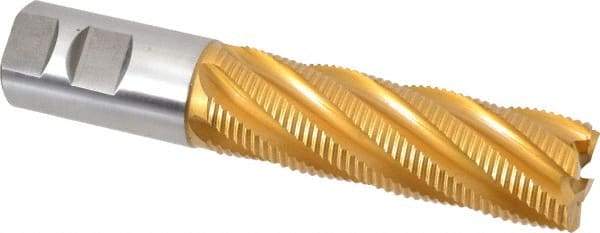 Hertel - 1-1/4" Diam, Fine Pitch, 4" LOC, 6 Flute Cobalt Roughing Square End Mill - TiN Finish, 6-1/2" OAL, 1-1/4" Shank Diam, Single End, 30° Helix - USA Tool & Supply
