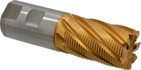 Hertel - 2" Diam, Fine Pitch, 3" LOC, 8 Flute Cobalt Roughing Square End Mill - TiN Finish, 6-3/4" OAL, 2" Shank Diam, Single End, 30° Helix - USA Tool & Supply