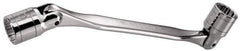 Facom - 21 x 23", 12 Point, Satin Chrome Coated, Double Flex-End Socket Wrench - 13-1/32" OAL, 41.5mm Head Thickness - USA Tool & Supply