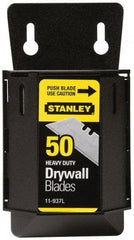 Stanley - 50 Piece Carbon Steel Drywall Utility Blade - 59mm OAL, 0.024" Blade Thickness - USA Tool & Supply