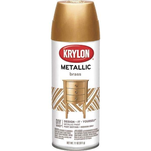 Krylon - Brass (Color), Gloss, Metallic Spray Paint - 12 oz Container - USA Tool & Supply