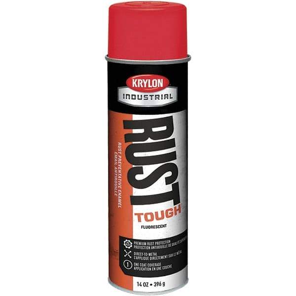 Krylon - Red, 15 oz Net Fill, Fluorescent, Acrylic Enamel Spray Paint - 15 to 20 Sq Ft per Can, 20 oz Container - USA Tool & Supply