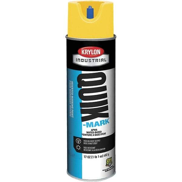Krylon - 20 fl oz Yellow Marking Paint - 50 to 60 Sq Ft Coverage, Water-Based Formula - USA Tool & Supply