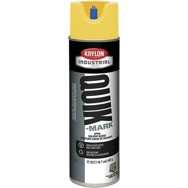 Krylon - 20 fl oz Yellow Marking Paint - 50 to 60 Sq Ft Coverage, Solvent-Based Formula - USA Tool & Supply