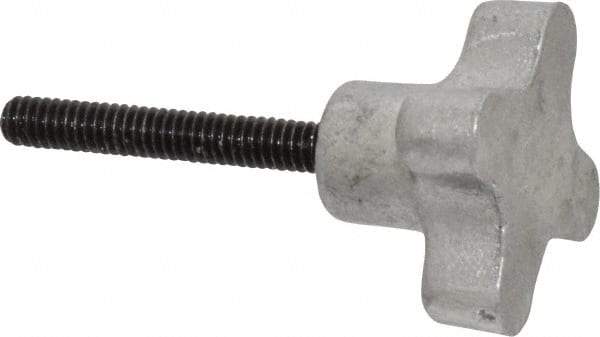 Gibraltar - 1/4-20 Lobed Shoulder Flat Tip Grade C-12L14 Steel Thumb Screw - 2-5/8" OAL, 1-1/2" Head Diam x 7/8" Head Height, Black Oxide Finish - USA Tool & Supply