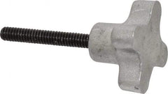 Gibraltar - 1/4-20 Lobed Shoulder Flat Tip Grade C-12L14 Steel Thumb Screw - 2-5/8" OAL, 1-1/2" Head Diam x 7/8" Head Height, Black Oxide Finish - USA Tool & Supply