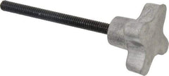Gibraltar - 1/4-20 Lobed Shoulder Flat Tip Grade C-12L14 Steel Thumb Screw - 3-7/8" OAL, 1-1/2" Head Diam x 7/8" Head Height, Black Oxide Finish - USA Tool & Supply