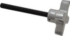 Gibraltar - 5/16-18 Lobed Shoulder Flat Tip Grade C-12L14 Steel Thumb Screw - 3-7/8" OAL, 2" Head Diam x 1" Head Height, Black Oxide Finish - USA Tool & Supply