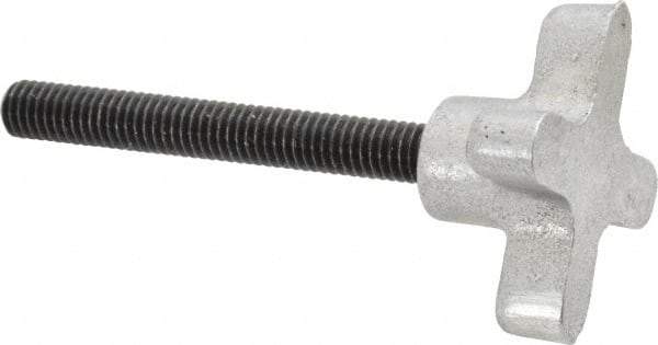 Gibraltar - 3/8-16 Lobed Shoulder Flat Tip Grade C-12L14 Steel Thumb Screw - 3-7/8" OAL, 2" Head Diam x 1" Head Height, Black Oxide Finish - USA Tool & Supply