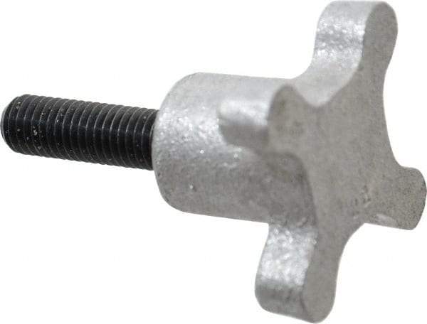 Gibraltar - 1/2-13 Lobed Shoulder Flat Tip Grade C-12L14 Steel Thumb Screw - 3-1/4" OAL, 2-1/2" Head Diam x 1-1/2" Head Height, Black Oxide Finish - USA Tool & Supply