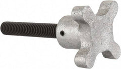 Gibraltar - 1/2-13 Lobed Shoulder Flat Tip Grade C-12L14 Steel Thumb Screw - 4-1/2" OAL, 2-1/2" Head Diam x 1-1/2" Head Height, Black Oxide Finish - USA Tool & Supply