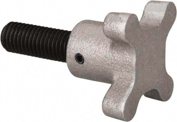 Gibraltar - 5/8-11 Lobed Shoulder Flat Tip Grade C-12L14 Steel Thumb Screw - 3-1/4" OAL, 2-1/2" Head Diam x 1-1/2" Head Height, Black Oxide Finish - USA Tool & Supply