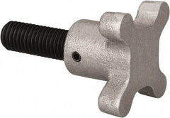 Gibraltar - 5/8-11 Lobed Shoulder Flat Tip Grade C-12L14 Steel Thumb Screw - 3-1/4" OAL, 2-1/2" Head Diam x 1-1/2" Head Height, Black Oxide Finish - USA Tool & Supply