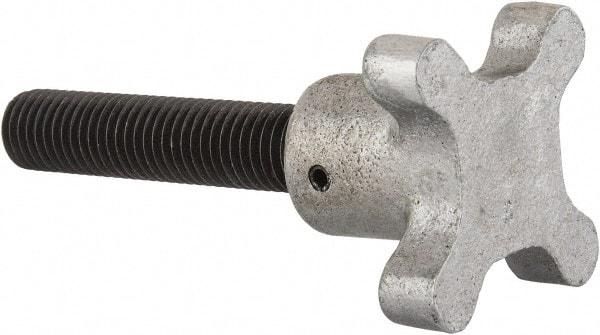 Gibraltar - 5/8-11 Lobed Shoulder Flat Tip Grade C-12L14 Steel Thumb Screw - 4-1/2" OAL, 2-1/2" Head Diam x 1-1/2" Head Height, Black Oxide Finish - USA Tool & Supply