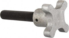 Gibraltar - 5/8-11 Lobed Shoulder Flat Tip Grade C-12L14 Steel Thumb Screw - 4-1/2" OAL, 2-1/2" Head Diam x 1-1/2" Head Height, Black Oxide Finish - USA Tool & Supply