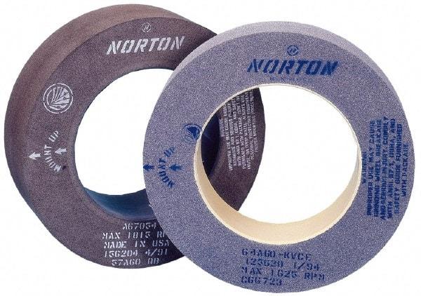 Norton - 20" Wide x 14" Diam, Type 7 Feed Wheel - 6" Hole Size, 80 Grit, Hardness R, 8-1/2" Diam x 1-1/2" Deep Recess, 8-1/2" Diam x 1-1/2" Deep Opposite Side Recess - USA Tool & Supply