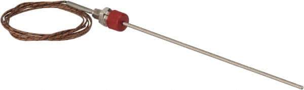 Thermo Electric - 0 to 1600°F, J Pipe Fitting, Thermocouple Probe - 6 Ft. Cable Length, Stripped Ends, 9 Sec Response Time - USA Tool & Supply