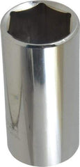 Proto - 1", 3/8" Drive, Deep Hand Socket - 6 Points, 2-3/4" OAL, Chrome Finish - USA Tool & Supply