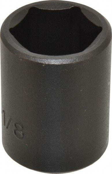 Proto - 1/2" Drive 1-1/8" Standard Impact Socket - 6 Points, 2" OAL - USA Tool & Supply