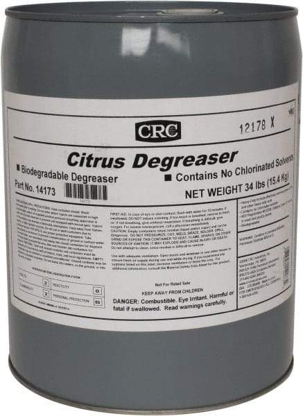 CRC - 5 Gal Bucket Cleaner/Degreaser - Liquid, Citrus & Petroleum Distillate, Citrus - USA Tool & Supply