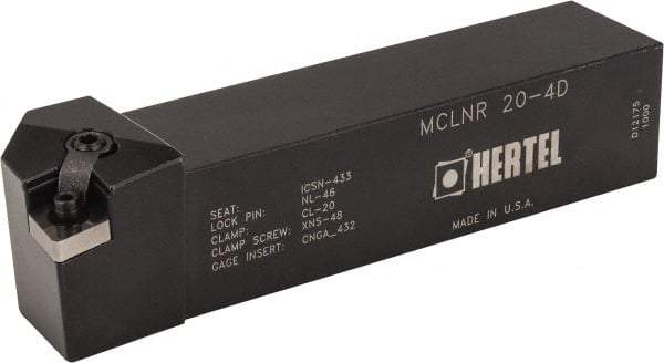 Hertel - MCLN, Right Hand Cut, 5° Lead Angle, 1-1/4" Shank Height x 1-1/4" Shank Width, Negative Rake Indexable Turning Toolholder - 6" OAL, CN..43. Insert Compatibility, Series Multi-Option - USA Tool & Supply