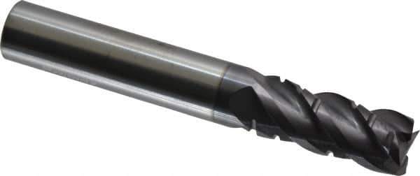 ProMax - 3/8" Diam, 7/8" LOC, 4 Flute Solid Carbide Roughing & Finishing Square End Mill - AlTiN Finish, 2-1/2" OAL, 3/8" Shank Diam, Weldon Shank, 40° Helix, Centercutting, Regular Length - USA Tool & Supply