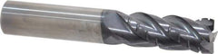 ProMax - 1/2" Diam, 1-1/4" LOC, 4 Flute Solid Carbide Roughing & Finishing Corner Radius End Mill - AlTiN Finish, 3" OAL, 1/2" Shank Diam, Weldon Shank, 40° Helix, Centercutting, Regular Length - USA Tool & Supply