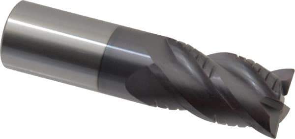 ProMax - 1" Diam, 1-3/4" LOC, 4 Flute Solid Carbide Roughing & Finishing Corner Radius End Mill - AlTiN Finish, 4" OAL, 1" Shank Diam, Weldon Shank, 40° Helix, Centercutting, Regular Length - USA Tool & Supply