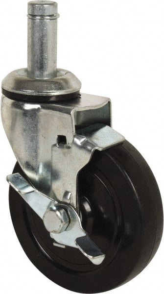 Value Collection - 5" Diam x 1-1/4" Wide x 6-15/32" OAH Stem Mount Swivel Caster with Brake - USA Tool & Supply