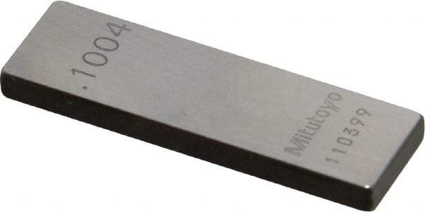 Mitutoyo - 0.1004" Rectangular Steel Gage Block - Accuracy Grade 0, Includes Certificate of Inspection - USA Tool & Supply